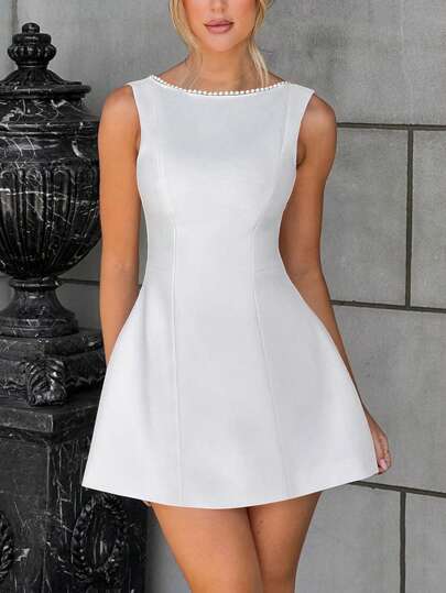 Women's New Solid Color Fashion Sexy Sleeveless Short Dress, Party Dress, Wedding Guest Cocktail Dress