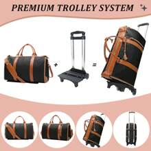 Rolling Garment Bag For Travel, Large Convertible Garment Duffel Bag Rolling Duffle Bag With Wheels, Carry On Garment Bags Travle Bag Jenni Bag Weekender Bags For Women Men(Beige)