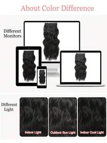 4入組夾片接髮20英寸波浪狀的接髮夾黑暗的棕色的接髮充分頭合成纖維發片適合女士自然光澤