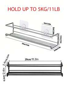 Black/Silver Metal Spice Rack, No Drill Mark Wall Mount Or Screw Installation, Space Saving Spice Jar Holder, For Cabinet Door/Wall Storage Of Herbs And Spices, Sturdy And Durable, Holds 6-8 Spice Jars, Up To 10kg Load, Great For Kitchen, Bathroom, Christmas, Easter