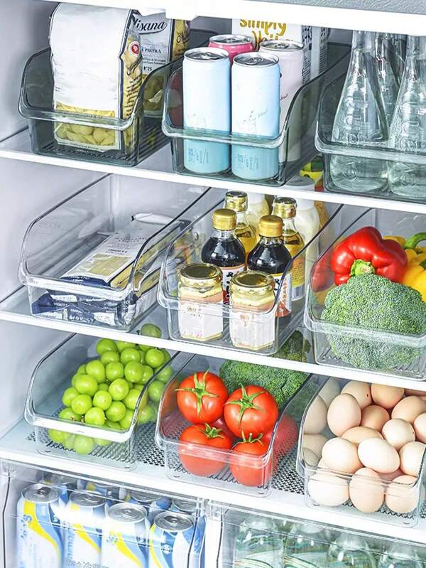 2pcs/1pc Kitchen Fridge Vegetable & Fruit Storage Box, Pullout Organizer Bin For Refrigerator, Cabinet Pantry Storage Container, Large Capacity Drink & Snack Holder