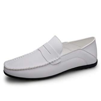 Men's Non-Slip Casual Loafers, Solid Color Moccasins - Suitable For Daily Wear
