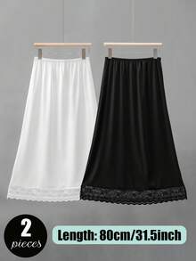 3 Pieces/2 Pieces Solid Color Length 35.4 Inches/31.5 Inches/27.6 Inches/23.6 Inches Multi Color Multi Specification Medium Long Lace Lace Lace Design Anti Glare Soft Anti-Static Inner Lining Half Waist Skirt Underskirt A-Line Hip Wrap Skirt, Suitable For Wearing In Spring, Summer And Autumn, Can Be Paired With Long Skirt To Prevent Glare. - Multicolor - View 29