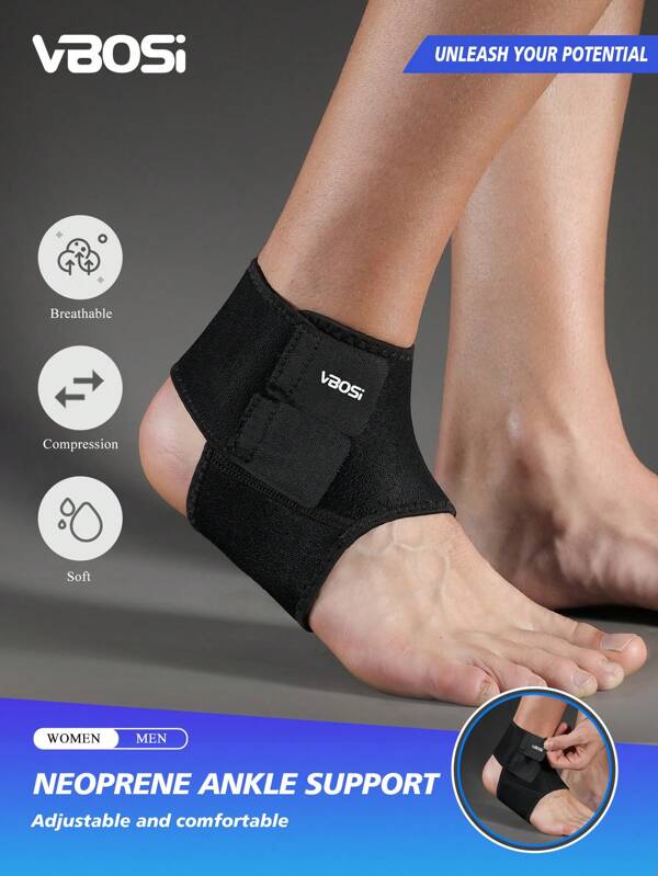 VBOSI 1 Piece Women Men Neoprene Adjustable Ankle Support Sleeve For Basketball Cycling Running Gym Accessories