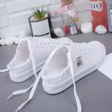 2025 Spring/Summer Canvas Slip-On Sneakers For Women, Flat Platform Slouchy Shoes - White - View 2