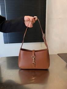 Bolso de hombro minimalista en forma de media luna, bolso de mujer elegante y práctico para el transporte diario