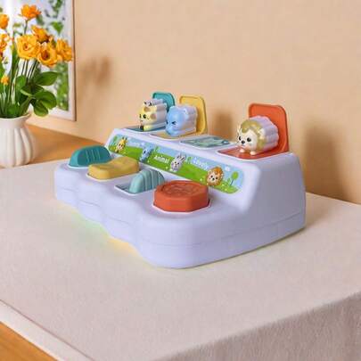 蒙特梭利玩具 - 因果关系玩具 - 带按钮和颜色的拼图玩具 - 颜色分类动物玩具 - 适合儿童、幼儿、婴儿 - 18个月及以上 - 弹出式伙伴、婴儿必备用品、幼儿玩具、婴儿感官玩具、婴儿玩具、圣诞节、婴儿车玩具、婴儿床玩具、新生儿