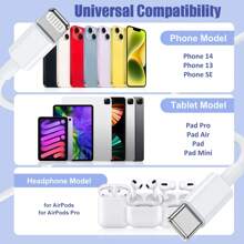 6.6FT Long Lightning Charging Cable, Fast Charging Compatible With IPhone 14, 13, 12