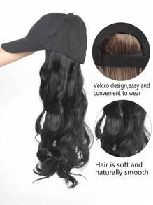 Long Wavy Synthetic Baseball Cap Hair Wig For Girl Hair Wig Naturally Connect Ha Twigs Adjustable