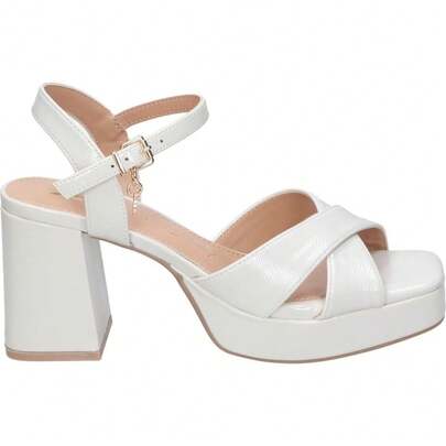  XTI | Sandales à talons pour femmes – Sandales blanches à talons – Sandales à bride cheville avec boucle – Sandales confortables à talons hauts – Sandales compensées – Élégantes – Pour événements – Fêtes – Modèle 142356
