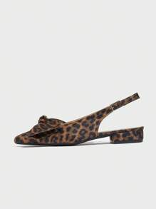 Dames sandalen met luipaardprint en gesloten neus, schattig strikdetail, dikke hak, comfortabele band aan de achterkant, veelzijdig voor werk, casual, feest, hoge hakschoenen zomer
