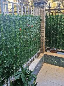 1 pezzo Decorazione recinzione finta parasole, tenda a rullo in erba finta, rete parasole a forma di foglia, adatta per decorazione di casa, giardino, balcone, parete, patio, cortile, matrimonio, festa di compleanno, tema della giungla, portico, regalo di Natale, per interni ed esterni