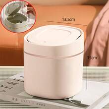1PC Nordic Mini Tabletop Trash Can Household Kitchen Desk Trash Can With Lid Press Lid Debris Storage Clean Bin - Multicolor - View 12