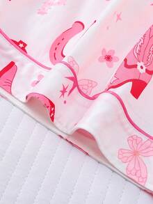 Marira 2pcs Western Pattern Printed Sleepwear Set For Women, Short Sleeve Shirt Collar Button-Up Top And Elastic Waist Loose Shorts, Elegant And Fashionable Outfit For Festivals, Parties, Casual Indoor/Outdoor Wear - White - View 8