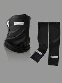 Set de 2 piezas para hombre de protección solar de verano ligera: máscara facial y bufanda cuello de seda de hielo + mangas de seda de hielo, tela transpirable de secado rápido para actividades al aire libre como conducir y ciclismo