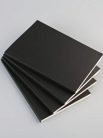 A5/B5 Dickes Notizbuch mit 256 Seiten und schwarzem Kartoneinband, minimalistisches Blanko-Gitter- & Linienjournal zum Tagebuchschreiben, Schulmaterial, Schulmaterial