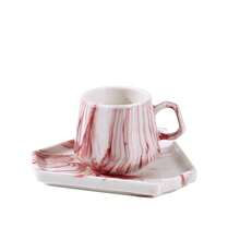 陶瓷浓缩咖啡杯套装，适合饮用浓缩咖啡或土耳其咖啡，杯子，咖啡杯，阿拉伯咖啡杯，餐具套装，陶瓷杯，浓缩咖啡杯套装 - 三角杯碟 - 查看 9