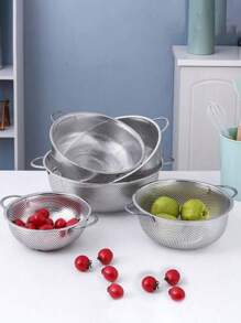 5pcs Set / 1pc Durable Stainless Steel Water Filter Basket Kitchen Set: Suitable For Pasta, Vegetables And Other Multi-Function Kitchen Filters, Stainless Steel Drain Basket - Stackable Filter - Vegetable Water Filter - Pasta Filter - Kitchen Filter - Vegetable Washing Basin, Rice Sieve And Fruit Bowl - Essential Cooking Tools To Meet All Your Kitchen Drainage Requirements