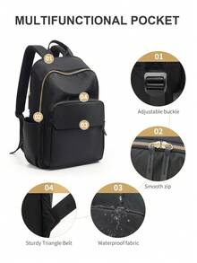 女士笔记本电脑背包 学校背包 初中生休闲背包，防水背包 钱包 教师背包 电脑背包，防水轻便教师护士包 带电脑隔层 男女通用商务旅行背包 大学生 节日商店 女士包 男士礼物 户外女士礼物 - 黑色 - 查看 4