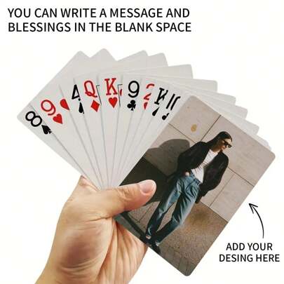 Customizable Photo Playing Cards For Couples - 54 Matte Finish Deck With Heart Design, Personalize With Your Photo For A Unique Touch - Ideal Anniversary Gift,Back To School,School Supplies