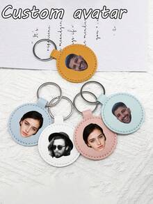 Personalized Leather Keychain - Round Keychain For Men And Women, Customize Your Own , Unique School Bag Keychain Pendant, Car Key Accessories, Business Travel Accessories, Very Suitable For Holiday Gifts And Party Gifts - Multicolor - View 5