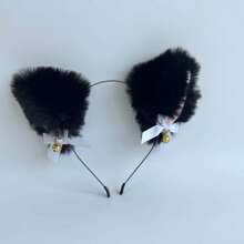 1pc New Plush Fox Ear With Bow And Bell Headband, Adorable Cat/Fox Ear Hairband,Hairband,Hair Hoop,Hair Accessories Headbands