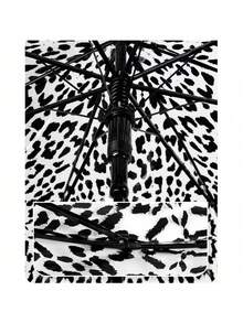 1 Stück 60cm Mehrfarbiger zufälliger transparenter Regenschirm, automatischer Leoparden-Muster Regenschirm, 8 Rippen windabweisender Regenschirmrahmen - kompakt & tragbar, mit gold/beige/weißem Schirmdach, geeignet für Handtasche, Pendeln, Dates, Reisen, vintage klassischer Leoparden-Muster automatischer Regenschirm - gebogener Haken, gerader Griff, UV-Schutz, leicht & tragbar, ideal für Fotografie, Fotografie-Regenschirm | Leoparden-Muster Regenschirm | Stabiler Regenschirm