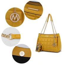 MKF Collection Mabel Quilted Vegan Leather Women Shoulder Bag With Bracelet Keychain With A Credit Card Holder By Mia K