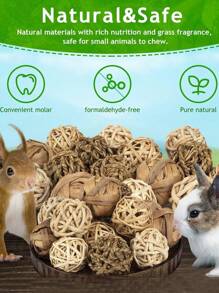 4/8 PCS Random Small Animals Play Balls, Chew Grass Balls & Rolling Chew Toys For Bunny, Improve Pets Dental Health For Rabbit, Chinchilla, Guinea Pigs, Hamsters, Gerbils, Rats, Mice