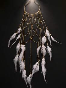 流苏羽毛头饰饰品女士配饰额头复古波西米亚网状发链头带新娘头饰派对闪亮性感迷人 - 羽毛 - 查看 4