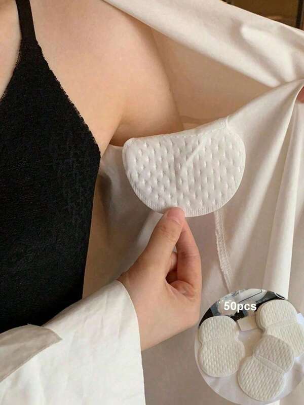 50 Piezas/20 Piezas/10 Piezas Almohadillas desechables de tela no tejida para axilas, parches absorbentes de sudor blancos invisibles y sencillos, prevención del sudor duradera, absorción invisible, axilas cómodas, adecuados para viajes al aire libre, adecuados para el cuidado corporal de hombres y mujeres, adecuados para viajes, deportes, al aire libre, artículo esencial de viaje de verano, útiles escolares, accesorios necesarios para campamentos de vacaciones