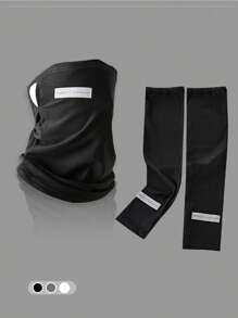 Set de 2 piezas para hombre de protección solar de verano ligera: máscara facial y bufanda cuello de seda de hielo + mangas de seda de hielo, tela transpirable de secado rápido para actividades al aire libre como conducir y ciclismo