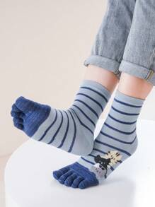 1/2/3/5 pares de calcetines separadores de dedos de los pies con diseño de rayas y gatos de colores, divertidos y lindos para mujer