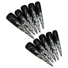 10 件装黑色长尖头假指甲防碎防污假指甲适合女朋友妻子女士和女孩