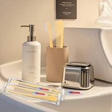 NICEMOVIC 200 Pack Disposable Toothbrushes Bulk With Toothpaste And Comb Travel Size Toothpaste Set Homeless Care Package Supplies Bulk For Individually Wrapped Disposable Travel Hotel Charity, Yellow - 200 - 查看 6