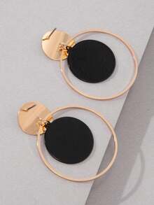 1 Pair Alloy Creative Circular Disc Earrings, A Nice Gift For Date - Black - View 3