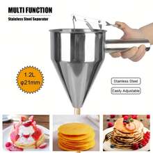1pc Multi-Caliber Stainless Steel Batter Funnel With Stand - Perfect For Pancake, Cupcakes, And Baking - Kitchen Gadgets - Multicolor - View 1