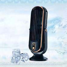 Ventilador de aire acondicionado portátil, 5 velocidades de viento, 720 giros, el producto tiene dos modos de alimentación, 1 entrada USB, 1 con doble motor, batería de litio de 1200mAh recargable, funcionamiento silencioso por debajo de 25 decibelios, adecuado para oficina, viajes, campamento, automóvil, es un regalo ideal para Navidad y San Valentín.