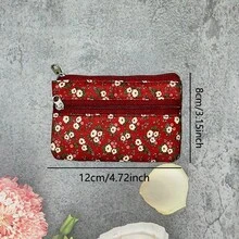 1件/4件/6件田园碎花双层双拉链迷你零钱包，多功能小钱包硬币包，创意独特派对小礼物 - 彩色 - 查看 4
