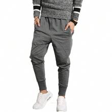 Men's Joggers, Sweatpants, Low Crotch Sweats Slim Fit Trousers Harem Hip Hop Pants - 01-grey - View 4