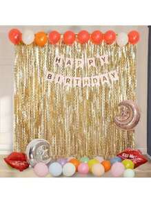 2 pièces Décoration pour fête d'anniversaire, gland à paillettes dorées ondulées, convient pour les festivals, les fêtes, les décorations, les arrière-plans photo, les décorations de fête, les fournitures de fête