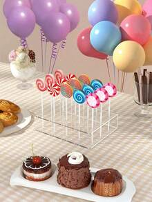 1 件透明亚克力蛋糕棒棒糖架 - 15 孔棒棒糖展示架，用于展示彩色糖果棒棒糖、纸杯蛋糕和甜点，非常适合派对和活动、派对甜点展示 | 垂直棒棒糖架 | 亚克力结构 - 無色 - 查看 5