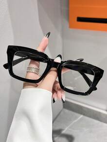 1 Cặp Kính Vuông Unisex Không Cần Đơn Thuốc Cổ Điển, Thiết Kế Đa Năng & Tối Giản Thích Hợp Cho Văn Phòng, Học Tập, Đọc Sách, Tiệc Tùng, Kỳ Nghỉ, Chụp Ảnh Và Các Dịp Khác, Phụ Kiện Kính Mắt HD - Nhiều màu - Xem 2