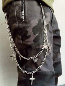 1 pieza Cadena de cintura con estilo callejero de mariposa, decoración de mariposa punk para falda, pantalones, uniforme JK, accesorio de moda hip hop para otoño, Halloween