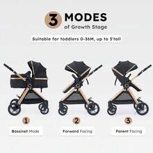Newborn Baby Pram Pushchair Buggy Stroller 3in1 Travel System Fast UK Delivery - Black - View 6