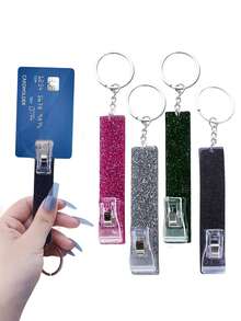 1PC Credit Card Puller, Cute Debit Bank Card Grabber For Long Nails ATM Keychain Women With Plastic Clip, Car Keychains, Tool Keychain, Daily Casual Outing Wear, For S, Wallets, School Bags, Backpacks, Satchels, S For Boyfriends And Girlfriends, S For Family Members, S For Teachers, S For Employees. School Car Accessories Goth Y2k Christmas Gift Ideas Bag Lanyards With Id Holder Car Accessories Bag Charms - 彩色 - 查看 2