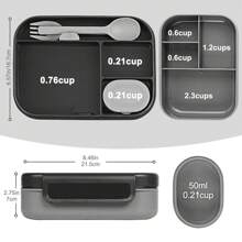 Boîte à lunch Bento classique - Boîte-repas étanche à compartiments multiples empilables avec pot à sauce, capacité de 5,8 tasses, comprend un set de couverts, fournitures scolaires
