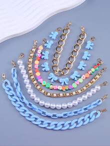 7 piezas de dije encantador para bolso, cadena para sombrero (sombrero no incluido, color y forma de arcilla blanda aleatorios) con estilo de moda, de acrílico, con lazo, perla, cadena de aluminio y cuentas de fruta - Multicolor - Ver 6