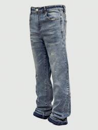 Herren leichte Business Lässig Premium gewaschene ausgefranste Saum Straight-Leg Jeans, vielseitig tragbar in allen Jahreszeiten mit Knopf- und Reißverschluss, Emo-Stil