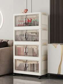 1pc 45cm/17.7in Wide Collapsible Storage Cabinet, Foldable Storage Box, Home Living Room Toy Cabinet, Snack Organizer, Kitchen Cabinet, Christmas Gift, Storage Bin, Under Bed Organizer